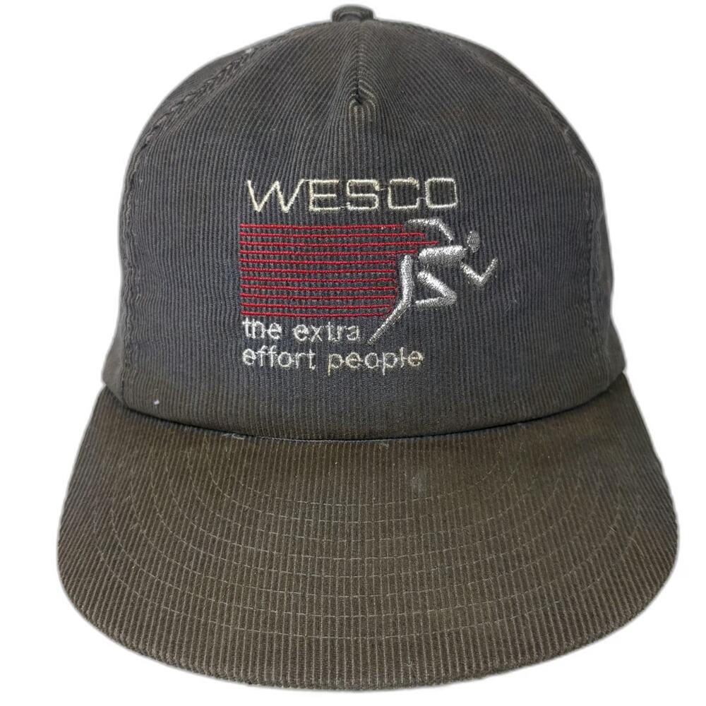 Atlas 5 Panel Gray Hat One Size WESCO The Extra Effort People Corduroy Strapback